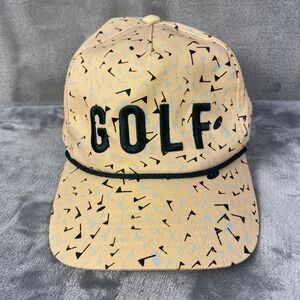 Adidas Golf Hat Cap Adjustable Tan Green Golf Clubs Embroidered Mens